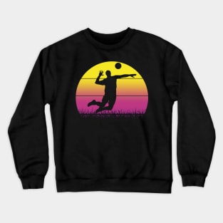 Travel back in time with beach volleyball - Retro Sunsets shirt featuring a player! Crewneck Sweatshirt